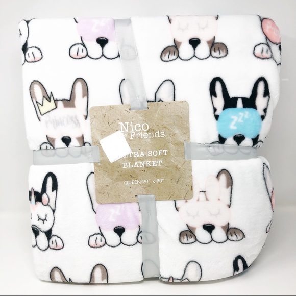 Frenchie Sleeping Bulldog Queen Size  Blanket - Picture 3 of 7